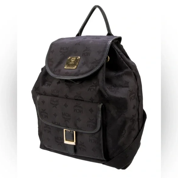 MCM Vintage Black and Gold Hardware Jacquard Classic  display picture 1
